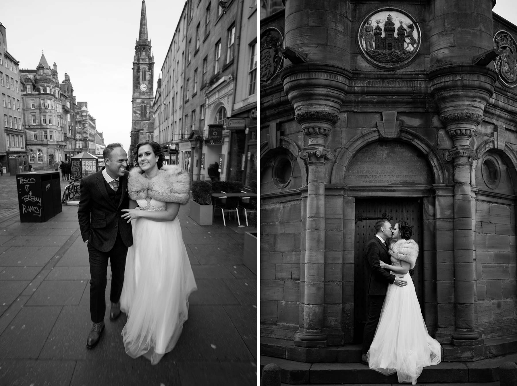 Edinburgh Christmas elopement wedding photography